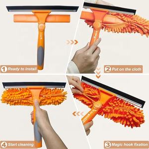 HYRA Kit <span class=keywords><strong>de</strong></span> <span class=keywords><strong>lavage</strong></span> <span class=keywords><strong>de</strong></span> <span class=keywords><strong>vitres</strong></span> avec rallonge avec 1 tampon en microfibre et 1 tampon en chenille pour fenêtres intérieures et extérieures - Product Image 3