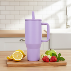 Gobelet isotherme en acier inoxydable à double paroi <span class=keywords><strong>de</strong></span> 40 oz avec poignée et paille, bouteille d'eau personnalisée - Product Image 1