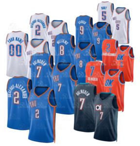 Vente en gros de maillots de basket-ball Oklahoma2 # Gilgeous-Alexander 7 # Holmgren 8 # Williams 9 # Maillot de basket-ball américain Caruso avec coutures - Product Image 1