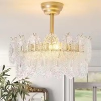 Ventilateur de plafond avec lustre en cristal doré CELAVIEIOP 20 pouces, télécommande, 6 vitesses, pour chambre à coucher, chambre d'enfant, salon