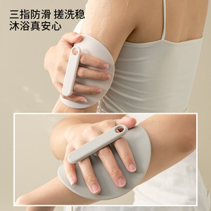 <b>Silicone</b> Bath Scrubber Gray Exfoliating <b>Tool</b> For Back And Body Cleaning - Product Image 3