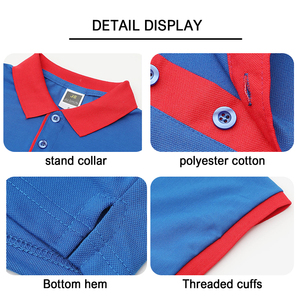 เสื้อยืดโปโลชายปักลายใส่สบายสีดำแดงมีกระเป๋าสำหรับฤดูร้อน - Product Image 3