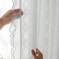 Voilages Jacquard en Dentelle pour Fenêtre Plafond, Fixation Murale, Translucides, pour Salon, Chambre, Balcon, Style Champêtre Américain