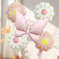 Ensemble de ballons en feuille d'aluminium iridescent en forme de papillon, cœur, étoile et rond pour la décoration de fête d'anniversaire de fille ou de baby shower