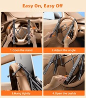 Support portable pour ordinateur portable et tablette, en alliage d'aluminium, réglable sur 5 niveaux, pour volant de voiture, accessoires de voiture