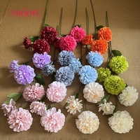 DC282 Vente en gros de fleurs artificielles en soie Dahlia à 3 têtes pour bouquet de mariage, toile de fond, fournitures d'arrangements floraux DIY