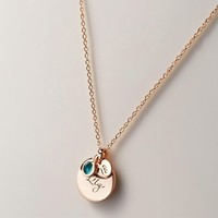 Collar fino ajustable cadena grabada medalla redonda Acero inoxidable piedra natal COLLAR COLGANTE nombre personalizado Logo collar