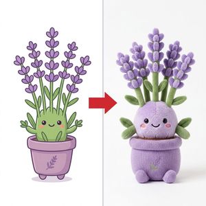 Poupée en peluche lavande personnalisée en pot, motif dessin animé tricoté, pot de fleurs violet multi-fleurs, plante d'intérieur à <span class=keywords><strong>tige</strong></span> unique - Product Image 1
