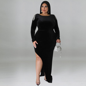 Alta calidad mujer Otoño Invierno 2022 de talla grande colección Otoño e Invierno vestidos de fiesta de lentejuelas Mujer noche elegancia de talla grande - Product Image 5