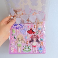 Autocollants 3D gonflés pour filles, tenues de princesse de dessin animé, décorations éducatives faites à la main pour enfants
