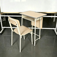 Bureau d'écolier individuel en bois pour l'Indonésie, ensemble table et chaise pour salle de classe primaire et usage scolaire