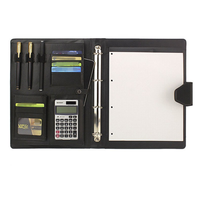Carpeta de Archivos de Cuero PU A4 de Alta Calidad con Calculadora para Oficina