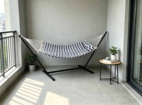 Hamac pliable avec support et oreiller, pour balcon/patio/jardin/intérieur/chambre/salon/plage/camping/piqueniques/extérieur