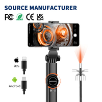 Caméra d'inspection vidéo endoscopique HD 8 LED étanche 6,4 mm avec tête articulée bidirectionnelle à 360 degrés pour mécanicien automobile
