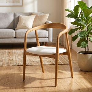 Silla de Comedor Moderna de Estilo Mid-Century, de Madera, con Asiento Tapizado en Tela, para Muebles de Exterior - Product Image 1