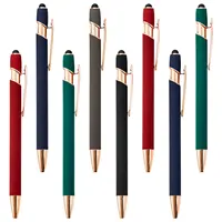 2022 профессиональная Шариковая ручка-стилус под заказ с роскошным логотипом цвета розового золота металлическая шариковая ручка 2 в 1 мягкие сенсорные ручки