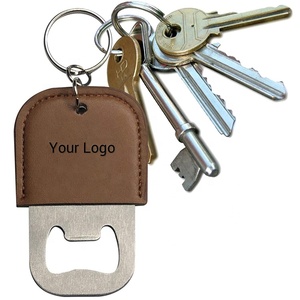 Porte-clés ouvre-<span class=keywords><strong>bouteille</strong></span> en cuir Pu, avec Logo personnalisé gravé au Laser, pièces - Product Image 1