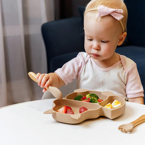 Es-Pro Factory Bestverkopende siliconen eetgerei serie producten ODM/OEM Eekhoorn zuignap eetbak met compartimenten siliconen bord - Product Image 3