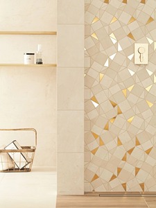 Mosaico de azulejos de vidrio espejo con forma cuadrada de mármol blanco color dorado para salpicadero de <span class=keywords><strong>pared</strong></span> - Product Image 1