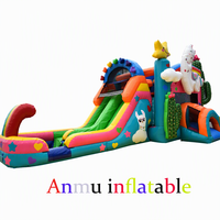 Château gonflable commercial pour enfants Llama Rainbow en PVC avec toboggan, tailles personnalisées disponibles