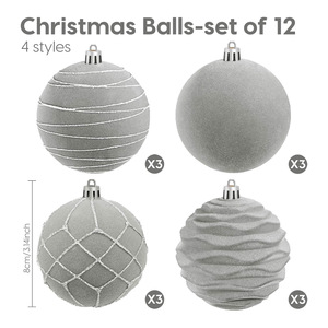 Flocking Velvet Covered Plastic <b>Christmas</b> Baubles Soft Flocked Hanging Ornaments For Xmas <b>Tree</b> Holiday Party Decor Wholesale - Product Image 6