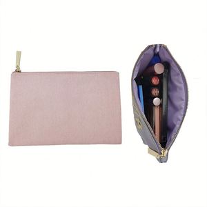 Pochette en tissu de coton personnalisée avec logo imprimé, cadeau pour les enfants d'âge scolaire, étui à crayons en toile à grande capacité avec fermeture éclair - Product Image 4