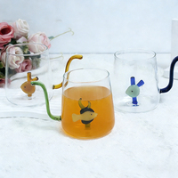Vente en gros de tasses à café en verre transparent GLEAM 350 ml personnalisées, résistantes à la chaleur, compatibles avec le micro-ondes et la lave-vaisselle, poignée unique, design moderne, sans BPA