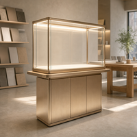 Comptoir d'exposition de bijoux et de montres sur mesure avec vitrine en verre, éclairage LED et armoire de rangement