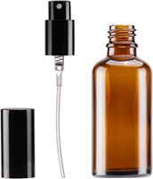 Flacon pulvérisateur en verre ambré vide de 50 ml avec bouchon noir pour soins de la peau, huiles essentielles, voyage, nettoyage, parfum, huile capillaire, tonique visage