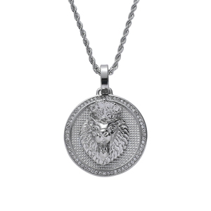 <span class=keywords><strong>Collana</strong></span> SN190 <span class=keywords><strong>con</strong></span> <span class=keywords><strong>Ciondolo</strong></span> <span class=keywords><strong>Leone</strong></span> in Cristallo Scintillante, Placcato Oro in Acciaio Inossidabile <span class=keywords><strong>con</strong></span> Catena a Corda, Gioiello Hip Hop Unisex per Regalo di Festa - Product Image 2