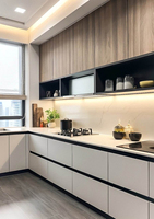 Meubles de cuisine modernes sur mesure pour toute la maison, laqués brillants, en forme de L, modulaires, de luxe, en bois massif, avec armoire de rangement