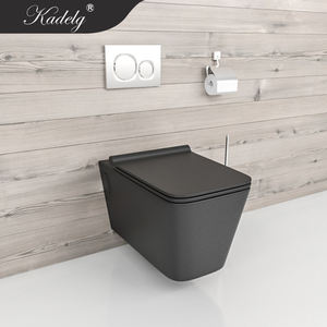 Tapis de toilette mural <span class=keywords><strong>rectangulaire</strong></span> en céramique noire moderne allongé monobloc avec double chasse d'eau et réservoir dissimulé pour salle de bain - Product Image 1