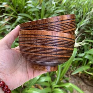 Bol à riz en bois de jujube 20-20,9 cm, fait main, compatible micro-ondes, vaisselle - Product Image 4