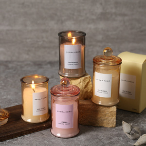 Candele Profumate di Lusso di Alta Qualità, Decorative per la <span class=keywords><strong>Casa</strong></span>, in Cera di Soia, in Vasi di Vetro <span class=keywords><strong>con</strong></span> Coperchio e Confezione Regalo - Product Image 2
