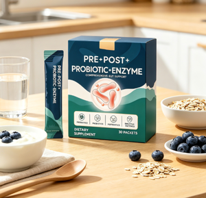 Complément alimentaire enzymatique pré et postbiotique à marque privée, prébiotiques, postbiotiques, soutien de la santé intestinale, 30 sachets - Product Image 2