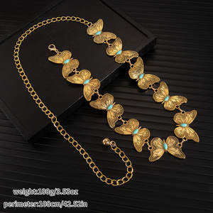 ZPE2950 Yeni Moda Turkuaz Kadınlar İçin Bel Kemeri Kelebek Bağlantılı Tasarım Alaşımlı Demir Malzeme Elbise Kot Pantolon Süsü - Product Image 4