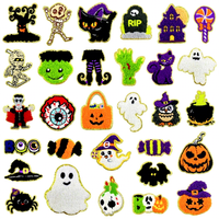 Patchs brodés en chenille, motifs fantôme, squelette, sorcière, citrouille, Halloween, à thermocoller et à coudre, appliques mignonnes pour sacs et chapeaux d'enfants
