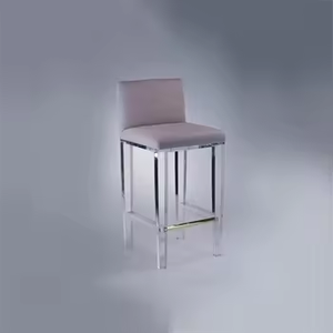 Kursi bar santai pabrik furnitur akrilik kursi akrilik modern dengan bantal kulit dan kursi makan untuk ruang makan - Product Image 3