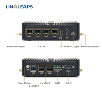 Linkleaps - Mini PC Industrial Compacto Integrado con 4 Puertos LAN Intel 2.5GbE, Pantalla Dual 4K, 6 Puertos USB, 2 Puertos COM DB9