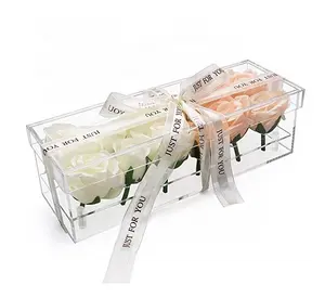 Fabricante fornecedor de fábrica caixa de rosas ou caixa de flores em acrílico moderno e bonito transparente preservado