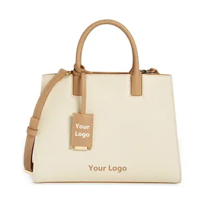 OEM ODM Handbags For Women Luxury Classic Pu Leather Ladies Hand Bags With Leather Tag Private Label Custom Womens Tote Bags