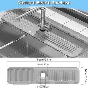 Tapis absorbant réutilisable en silicone pour robinet de cuisine et salle de bain, protection anti-gouttes et anti-éclaboussures pour évier - Product Image 3