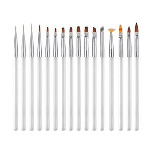 Ensemble de pinceaux à ongles à manche transparent 6mm 9mm 12mm, applicateur de gel poly ovale plat en nylon pour une application en une seule traite - Product Image 5