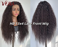 Perruques synthétiques Premium Futura Fibra en gros, HD 13*4 Lace Front, 340g, marron, petites boucles naturelles, effet mat, résistantes à la chaleur pour femmes