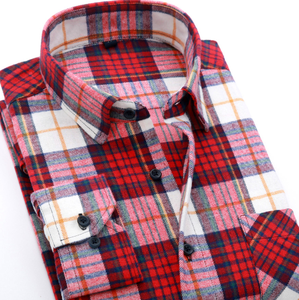 100% Cotton <strong>Flannel</strong> Wool Plaid Dress <strong>Shirts</strong> for <strong>Men</strong> Refined Different Colors Long Sleeves Slim Fit High Quality Formal Style - Product Image 2