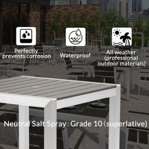 Meubles minimalistes pour restaurant en plein air Coets, tables et chaises carrées en aluminium brossé - Product Image 5