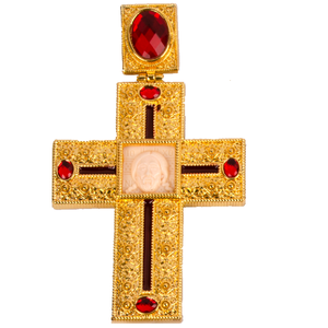 Modelo clásico de chapado en oro ortodoxa gran cruz Pectoral con Jesús icono de collar de aleación de obispo, sacerdote - Product Image 1