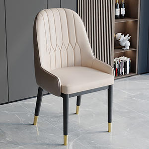 Chaises de salle à manger modernes et simples, rembourrées, style nordique, en cuir PU, pour la maison et les restaurants - Product Image 1