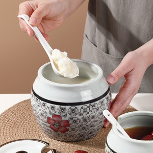 <b>Spice</b> <b>Jar</b> Ceramic Salt Container With Spoon Moisture Proof For Kitchen Storage M Size - Product Image 1