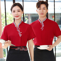 Chemise brodée noire Design personnalisé serveur chemise manteau qualité bar veste hôtel uniforme serveur vêtements serveur uniforme